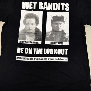 Home Alone wet bandits wanted poster black cotton t-shirt Men L